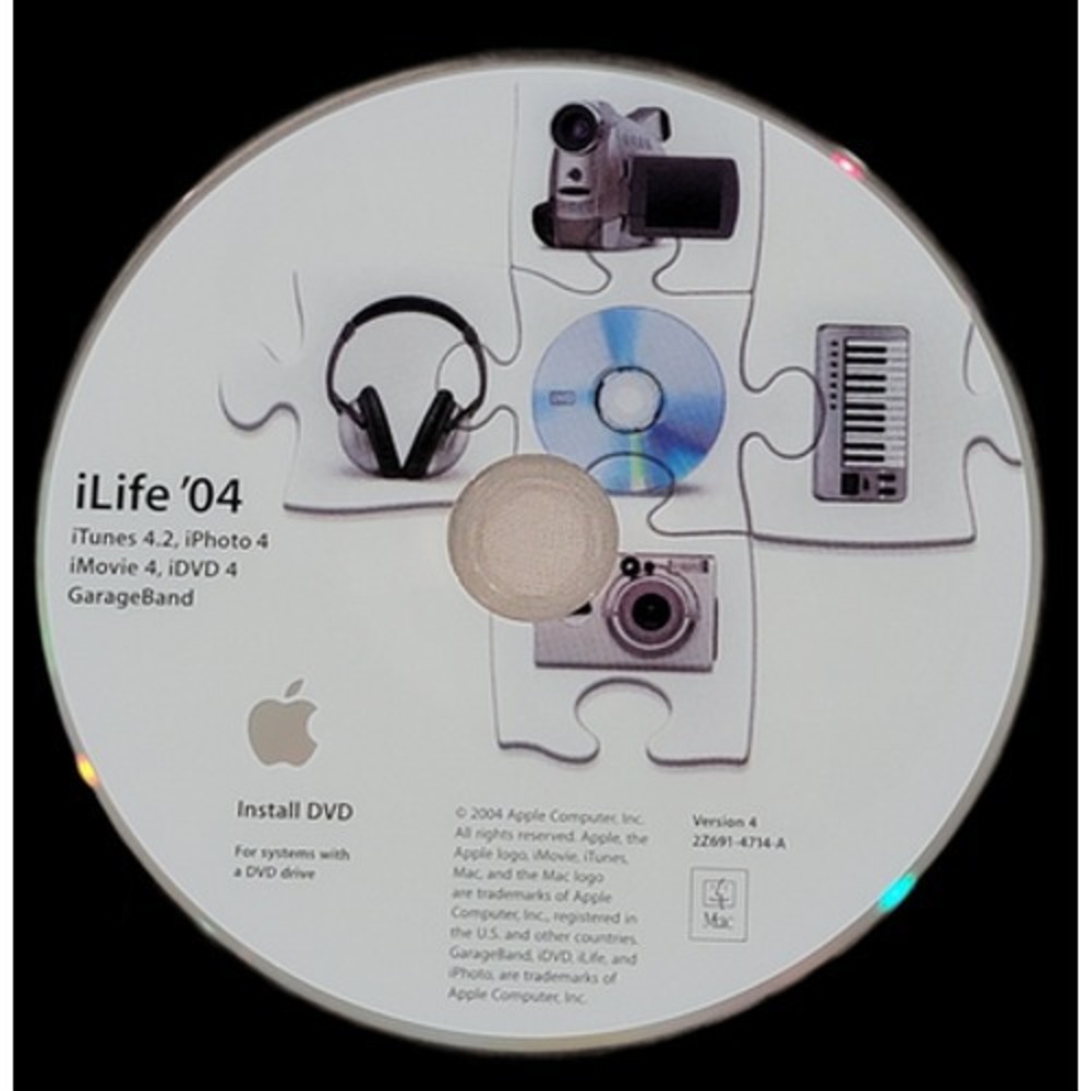 Apple iLife '04 Install‎ DVD iTunes iPhoto iMovie iDVD GarageBand Mac Software